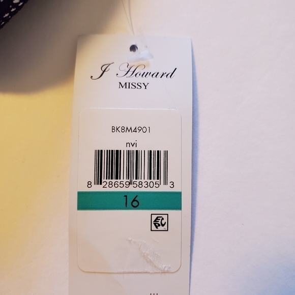 NWOT J Howard Sleevless White Dress with Blue Lace Overlay Sz16 - Picture 8 of 17